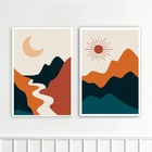 Kit 2 Quadros Estilo Boho - Paisagens 33x24cm - Com Vidro Mol