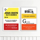 Kit 2 Quadros Evangélicos Jesus E Bíblia 45x34cm Moldura Preta
