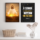 Kit 2 Quadros Evangélicos O Senhor É Meu Pastor- Jesus 24x18c