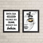 Kit 2 Quadros Extensão De Cílios Valorize seu olhar 33x24cm -