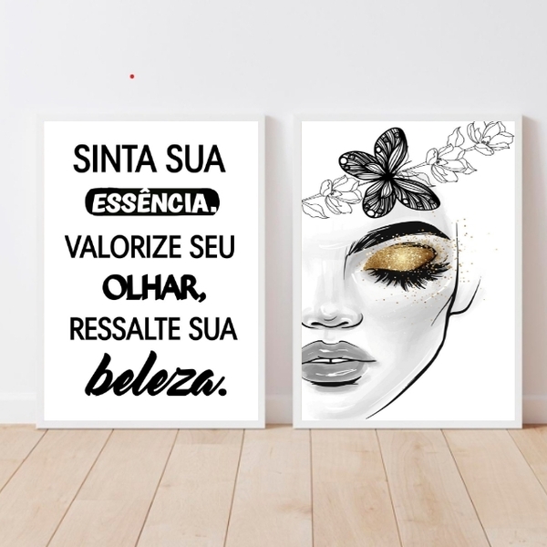 Kit 2 Quadros Extensão De Cílios Valorize seu olhar 33x24cm -