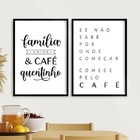 Kit 2 Quadros Família Unida E Café 33x24cm Moldura Branca