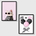 Kit 2 Quadros Fashion Marca Famosa 45x34cm Moldura:madeira Br