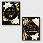 Kit 2 Quadros Fé E Gratidão Preto E Dourado 45x34cm - Com Vid