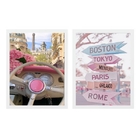 Kit 2 Quadros Femininos Placas Destinos 24x18cm - Com Vidro M