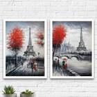 Kit 2 Quadros Figurativos Vintage Paris 45x34cm - Com Vidro M
