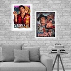 Kit 2 Quadros Filmes Rocky E Scarface 33x24cm Moldura:madeira