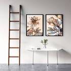 Kit 2 Quadros Florais Modernos 24x18cm Moldura:madeira Branca