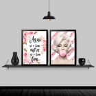 Kit 2 Quadros Florais Só O Bem Entra E Fica 24x18cm Moldura:m