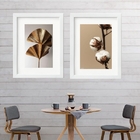 Kit 2 Quadros Flores Marrom E Bronze - 60x48cm Moldura:madeir