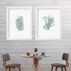 Kit 2 Quadros Flores Minimalistas Cinza - 60x48cm Moldura:mad