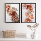 Kit 2 Quadros Flores Modernas Abstratas Tons Neutros 33x24cm