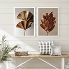 Kit 2 Quadros Flores Modernas Marrom E Cinza 45x34cm Moldura: