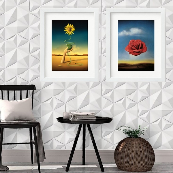 Kit 2 Quadros Flores Salvador Dalí  - 60x48cm Moldura:madeira