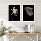 Kit 2 Quadros Flores Tons Bege Fundo Preto 45x34cm Moldura:ma