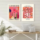 Kit 2 Quadros Flower Market - London 45x34cm - Com Vidro Mold