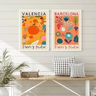 Kit 2 Quadros Flower Market - Valência E Barcelona 24x18cm -