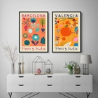 Kit 2 Quadros Flower Market - Valência E Barcelona 45x34cm Mo