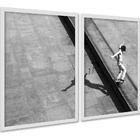 Kit 2 Quadros Foto Skatista Preto E Branco 33x24cm - Com Vidr