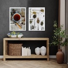 Kit 2 Quadros Fotografia Chá- Ervas 33x24cm Moldura:madeira B