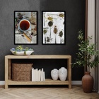 Kit 2 Quadros Fotografia Chá- Ervas 45x34cm - Com Vidro Moldu