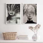 Kit 2 Quadros Fotografias Abstrata Mulher árvore 24x18cm - Co