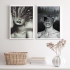 Kit 2 Quadros Fotografias Abstrata Mulher natureza 33x24cm -