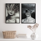 Kit 2 Quadros Fotografias Abstrata Mulher natureza 45x34cm Mo