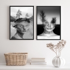 Kit 2 Quadros Fotografias Abstratas Mulheres árvores 33x24cm