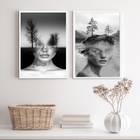 Kit 2 Quadros Fotografias Abstratas Mulheres árvores 45x34cm