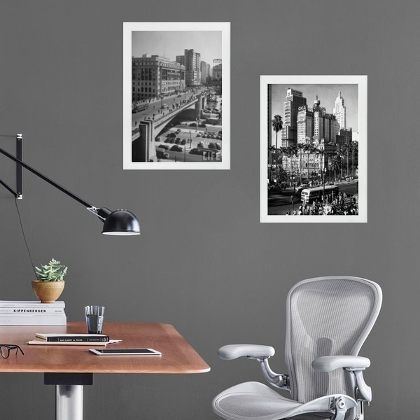 Kit 2 Quadros Fotografias Antigas São Paulo 24x18cm Moldura:m