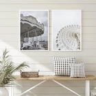 Kit 2 Quadros Fotografias Brancas Carrossel E Roda Gigante 45