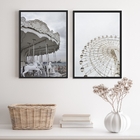 Kit 2 Quadros Fotografias Brancas Carrossel E Roda Gigante 45