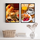 Kit 2 Quadros Fotografias Café Da manhã 33x24cm - Com Vidro M