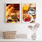 Kit 2 Quadros Fotografias Café Da manhã 45x34cm Moldura:madei