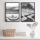 Kit 2 Quadros Fotografias Calçada De Copacabana 24x18cm Moldu