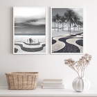 Kit 2 Quadros Fotografias Calçada De Copacabana 33x24cm - Com