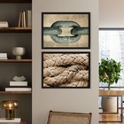 Kit 2 Quadros Fotografias Corda E Corrente 24x18cm - Com Vidr