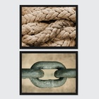 Kit 2 Quadros Fotografias Corda E Corrente 33x24cm Moldura:ma