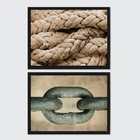 Kit 2 Quadros Fotografias Corda E Corrente 45x34cm - Com Vidr