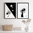 Kit 2 Quadros Fotografias De Café Em Branco e preto 33x24cm -