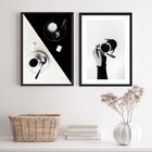 Kit 2 Quadros Fotografias De Café Em Branco e preto 33x24cm M