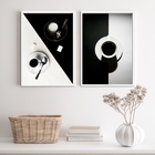 Kit 2 Quadros Fotografias De Café Em Preto e branco 24x18cm M