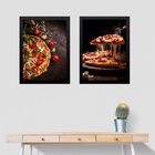 Kit 2 Quadros Fotografias De Pizzas 24x18cm Moldura Branca
