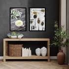 Kit 2 Quadros Fotografias Ervas Chás 45x34cm - Com Vidro Mold