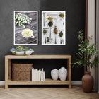 Kit 2 Quadros Fotografias Ervas Chás 45x34cm - Com Vidro Mold