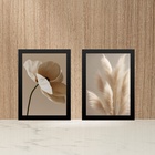 Kit 2 Quadros Fotografias Flores Bege - Quarto Sala 33x24cm M