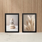 Kit 2 Quadros Fotografias Minimalistas Bege 33x24cm Moldura B