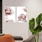 Kit 2 Quadros Fotografias Modernas Flores Rosê 33x24cm Moldur