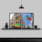 Kit 2 Quadros Fotografias Portugal 33x24cm - Com Vidro Moldur